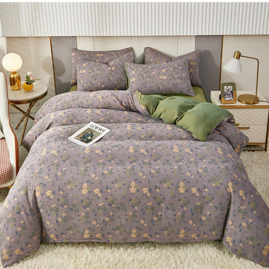 Pastoral Flower Leaf Cotton Reversible Bedding
