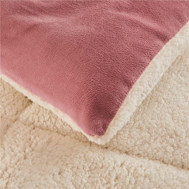Solid Color Thick Warm Blanket with Quilt Core - image 4
