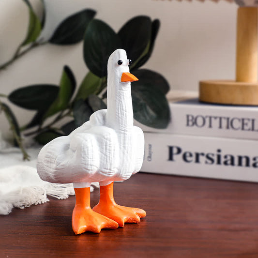 Resin Funny Middle Finger Duck Statues - 11cm x 9.5cm x 16cm - image 1