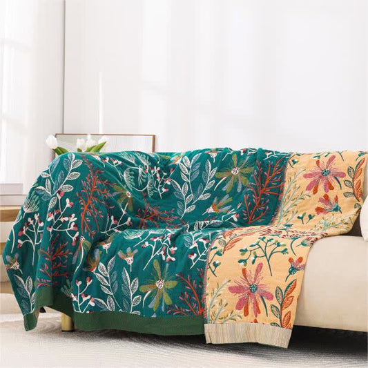 Rustic Rural Comfy Cotton Gauze Sofa Blanket
