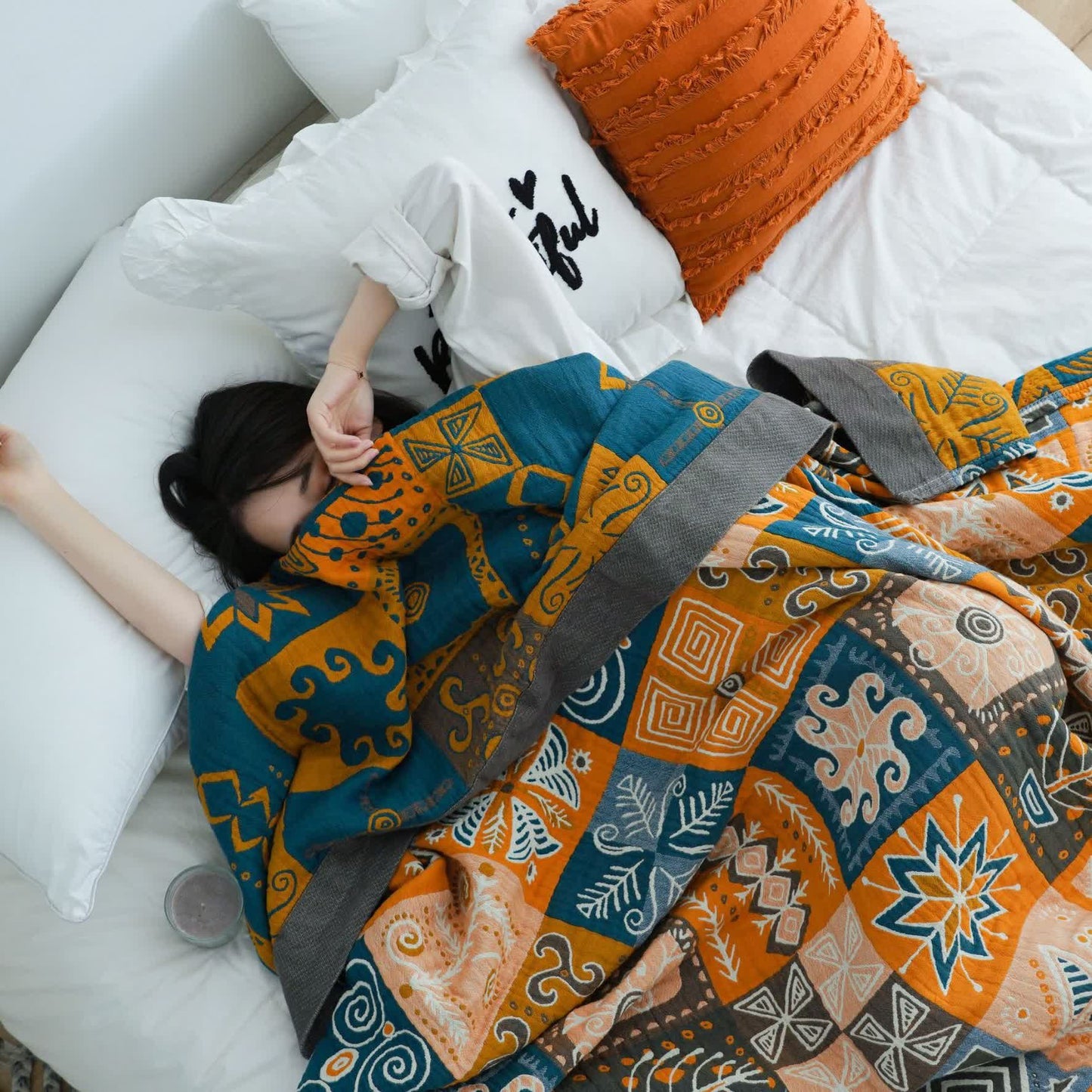 Bohemian Patchwork Reversible Cotton Quilt