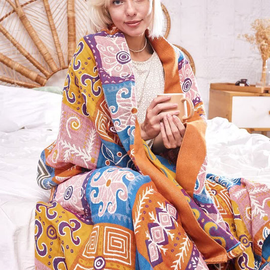 Bohemian Patchwork Reversible Cotton Quilt