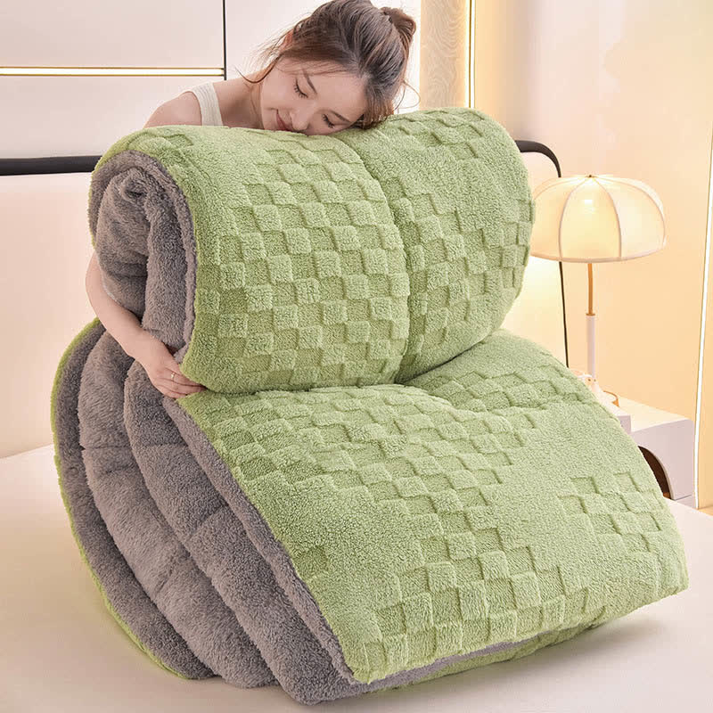 Winter Sherpa Warm Blanket with Quilt Core - Grass Green - King - image 16