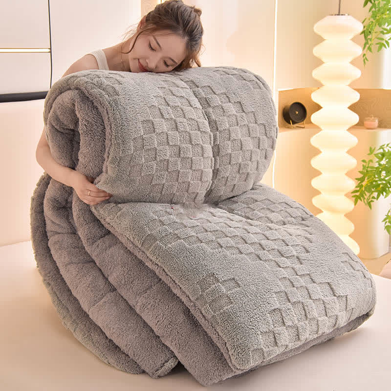 Winter Sherpa Warm Blanket with Quilt Core - Gray - King - image 6