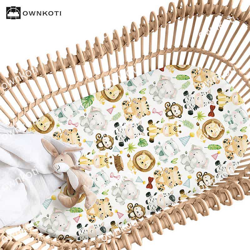 Cute Aniamal Stretchy Fitted Bassinet Sheet