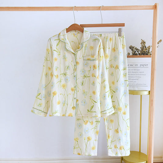 Rural Daisy Cotton Gauze Cardigan Pajama Set