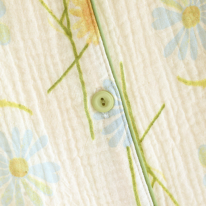 Rural Daisy Cotton Gauze Cardigan Pajama Set