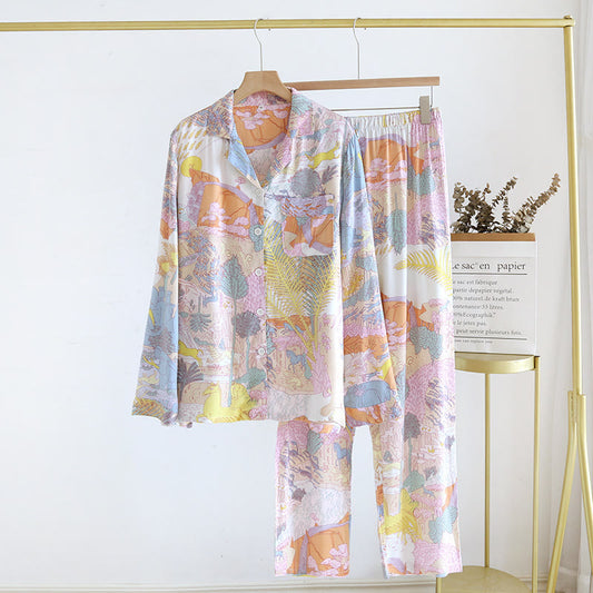 Satin Long Sleeve Rural Pajama Set