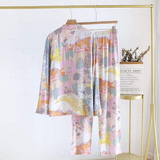 Satin Long Sleeve Rural Pajama Set