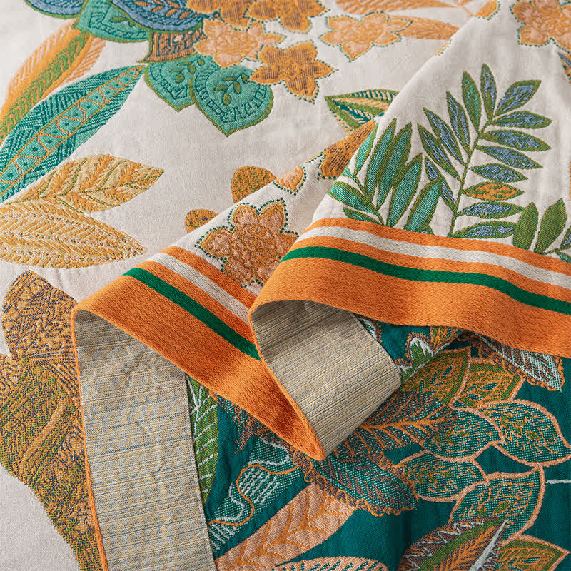 Palm Leaf Cotton Gauze Reversible Blanket - image 2