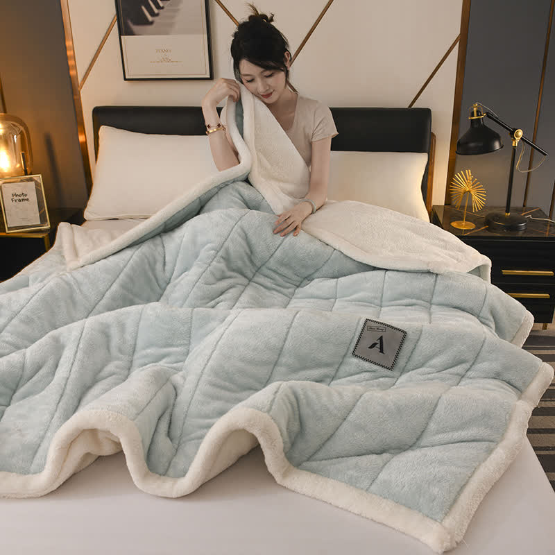 Double-sided Fleece Simple Throw Blanket - Light Blue - Queen - image 18