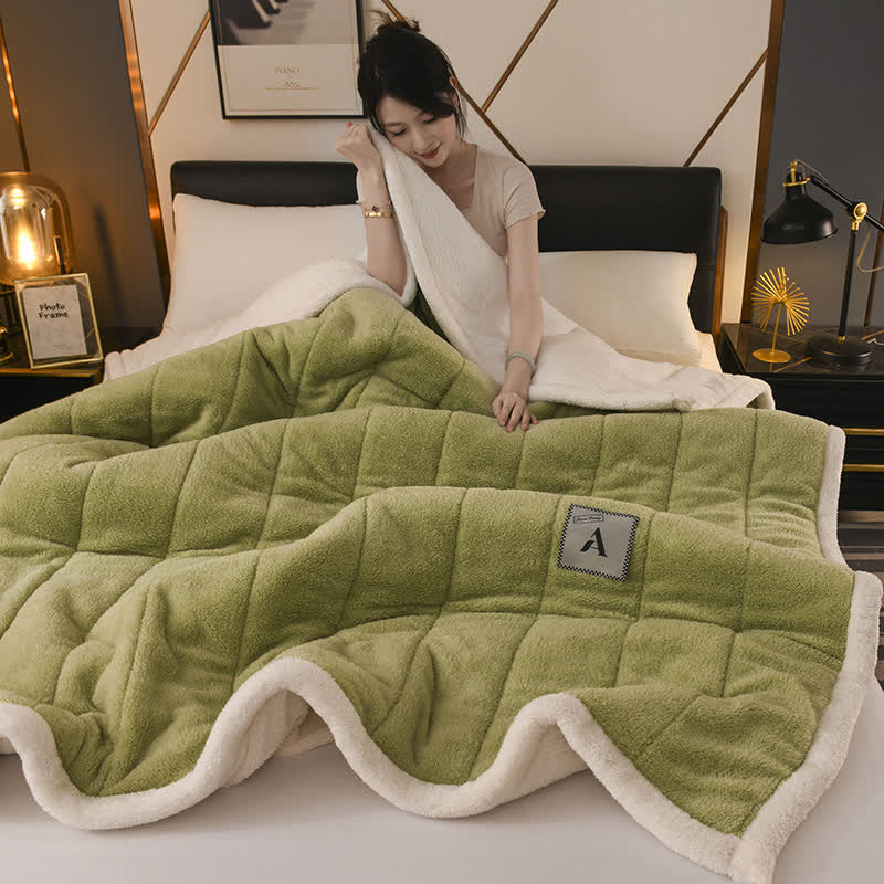 Double-sided Fleece Simple Throw Blanket - Matcha Green - Queen - image 15