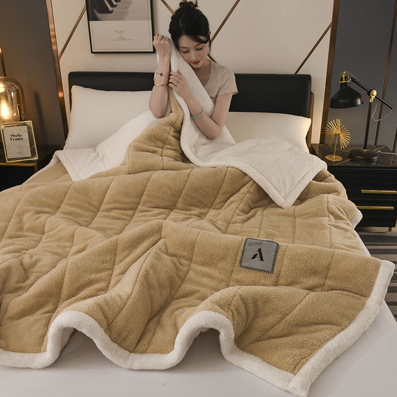 Double-sided Fleece Simple Throw Blanket - Ginger Yellow - Queen - image 13