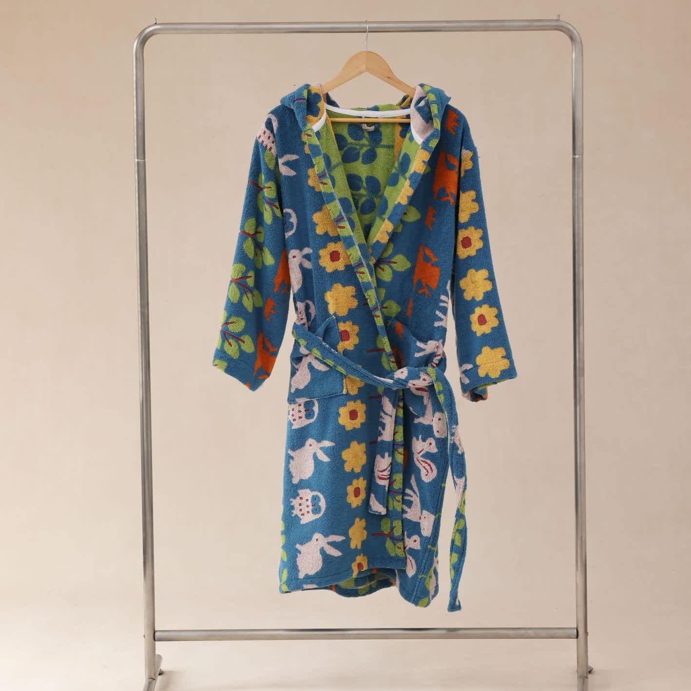 Pastoral Cotton Absorbent Hooded Bathrobe