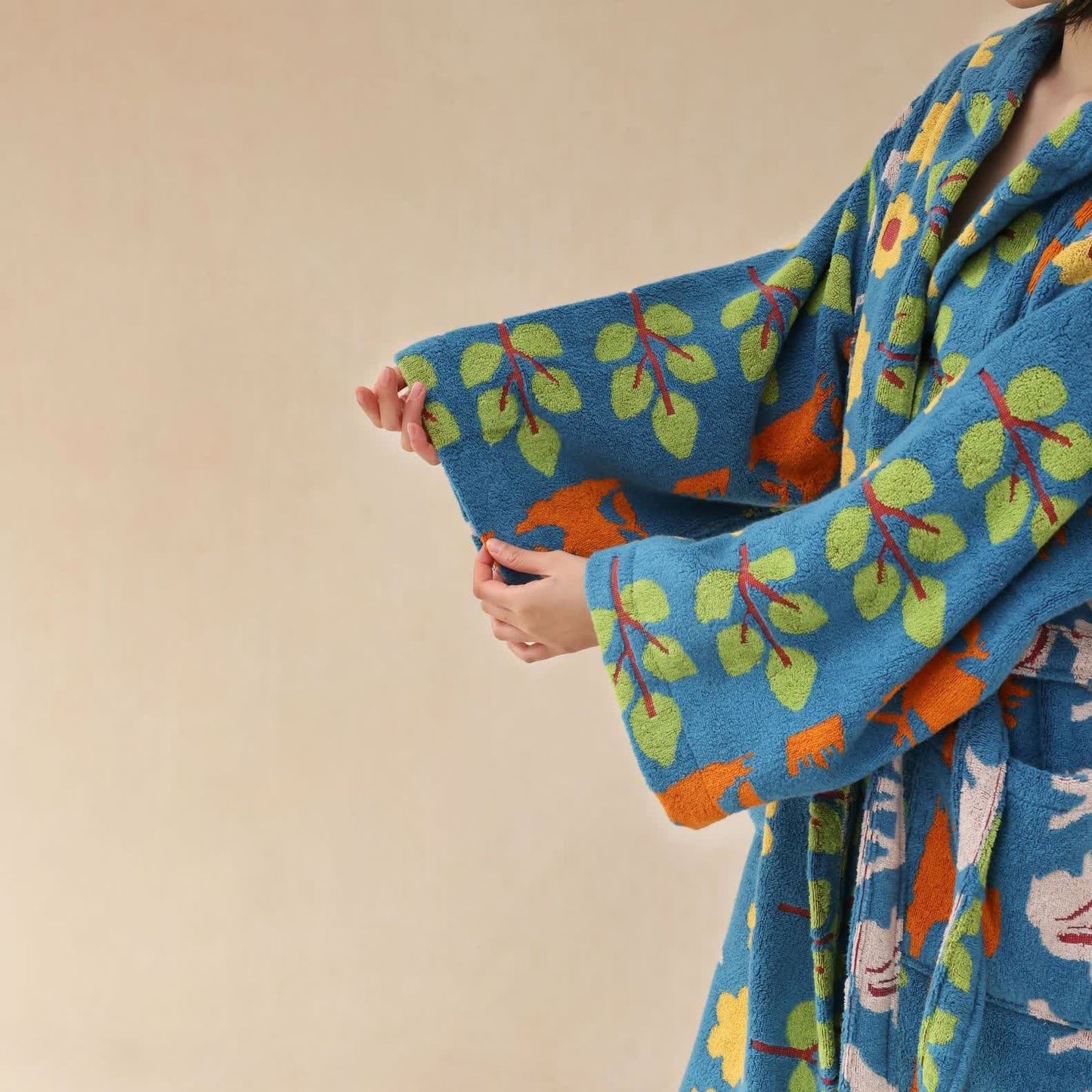 Pastoral Cotton Absorbent Hooded Bathrobe