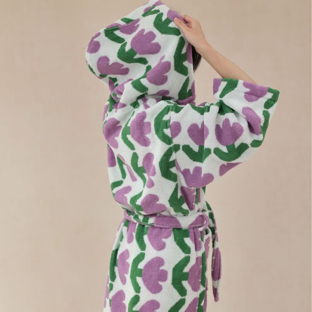 Pure Cotton Rural Tulip Hooded Bathrobe