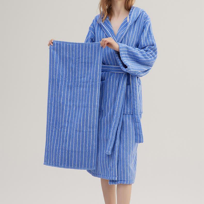 Pure Cotton Striped Hooded Cape Bathrobe