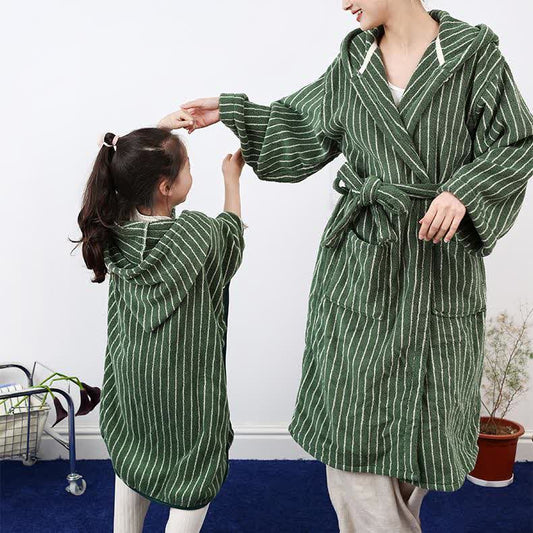Pure Cotton Striped Hooded Cape Bathrobe
