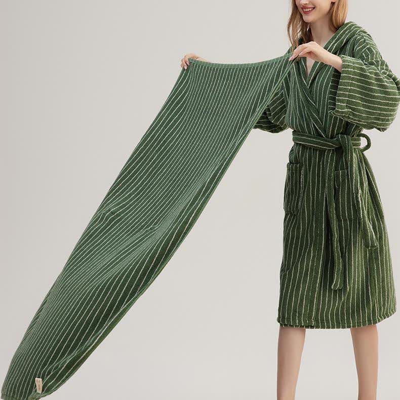 Pure Cotton Striped Hooded Cape Bathrobe