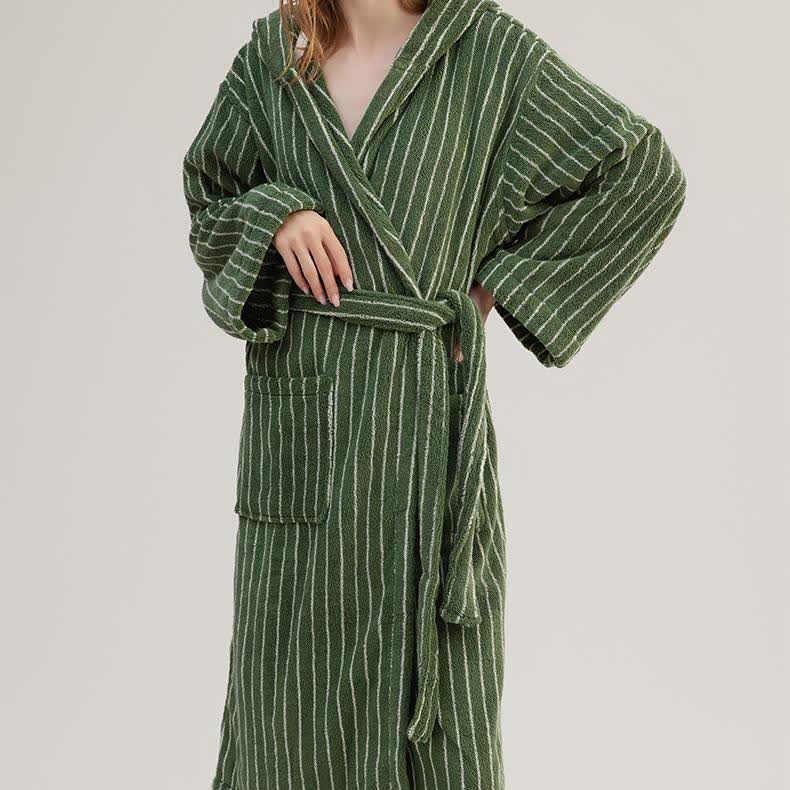 Pure Cotton Striped Hooded Cape Bathrobe