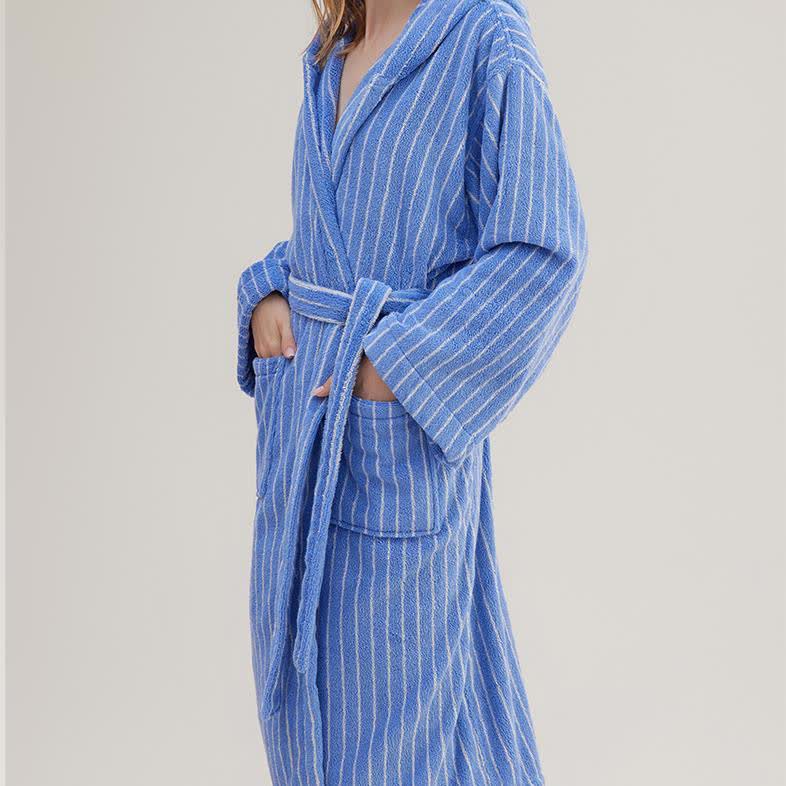 Pure Cotton Striped Hooded Cape Bathrobe