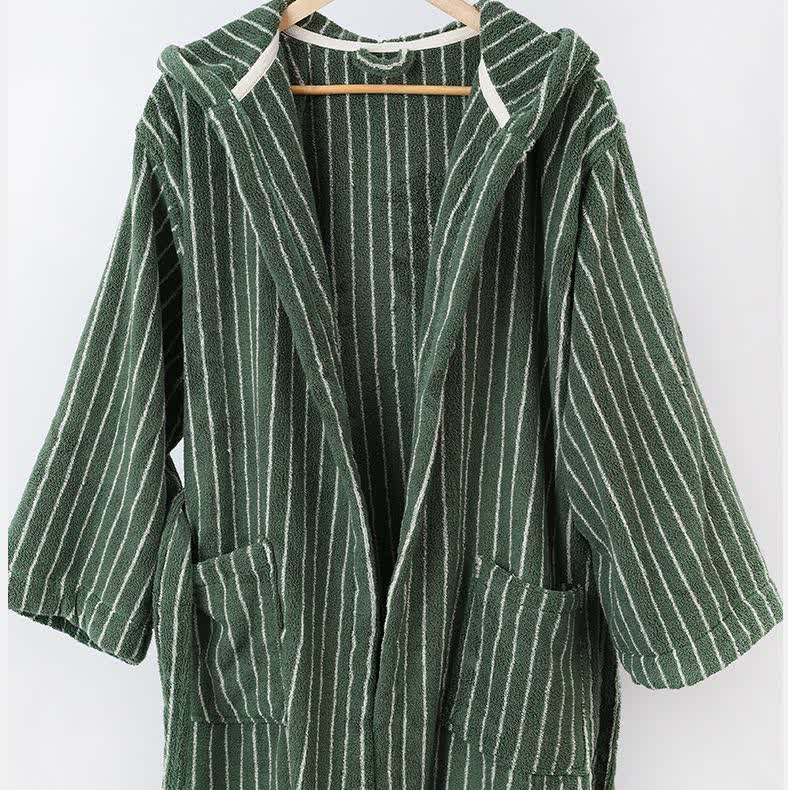 Pure Cotton Striped Hooded Cape Bathrobe