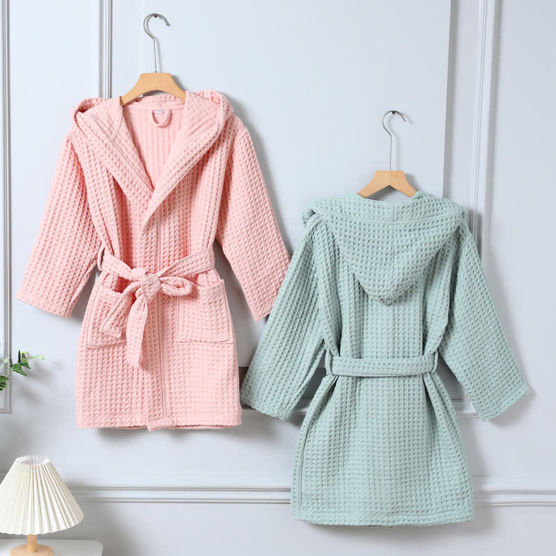Pure Cotton Waffle Textured Breathable Bathrobe