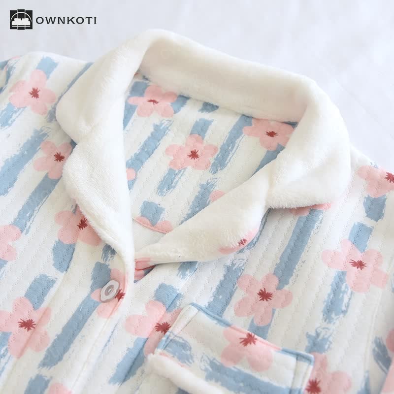 Refresh Flower Warm Air Cotton Pajama Set