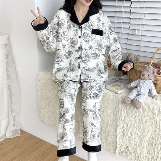 Plus Size Soft Breathable Pastoral Pajama Set