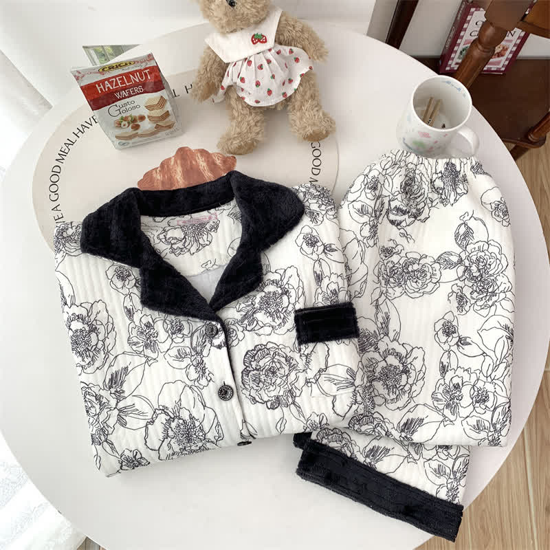 Plus Size Soft Breathable Pastoral Pajama Set