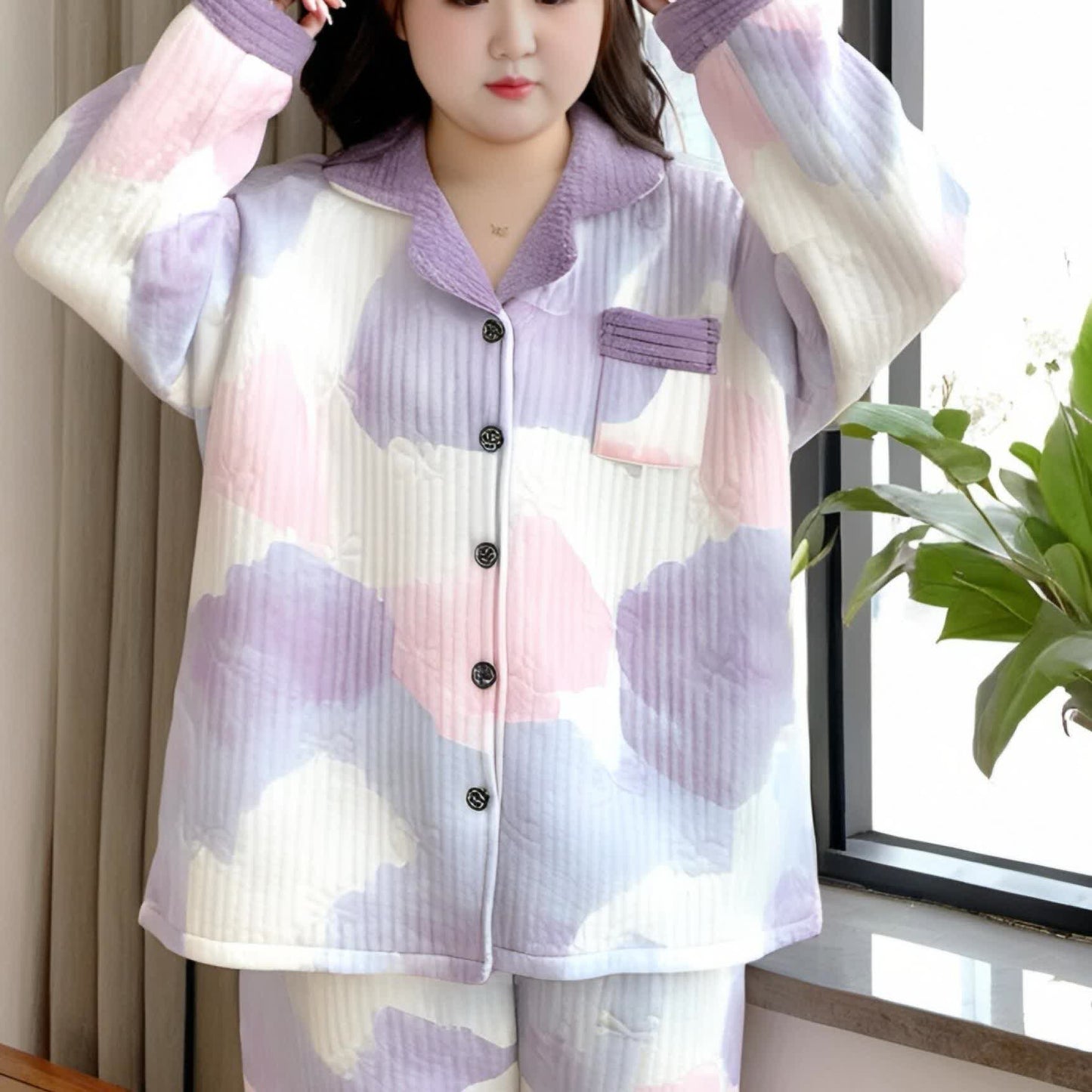 Plus Size Warm Comfy Nightwear Set - image 5