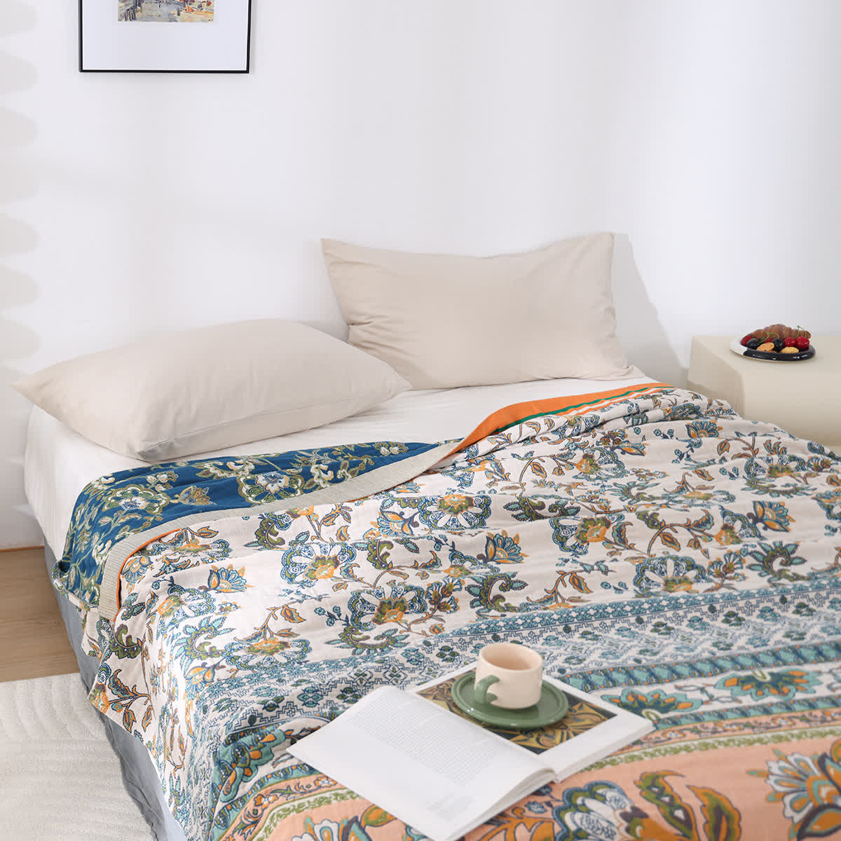 Retro Floral Cotton Gauze Comfy Blanket - image 3