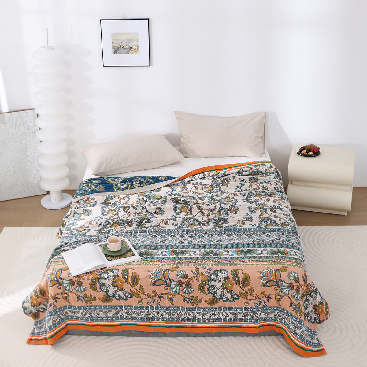 Retro Floral Cotton Gauze Comfy Blanket - image 2