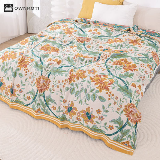 Refresh Flower Leaf Cotton Gauze Quilt