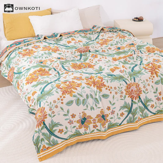 Refresh Flower Leaf Cotton Gauze Quilt