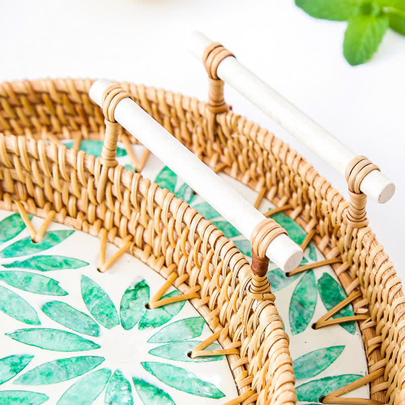 Rattan Woven Tray Snack Storage Basket - image 3