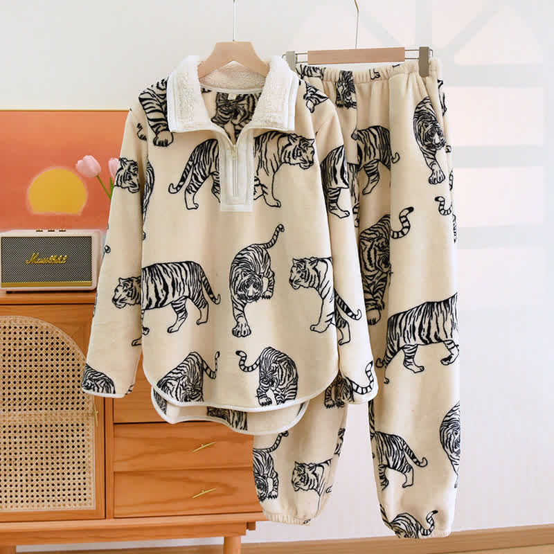 Animal Flannel Pullover Pajama Set