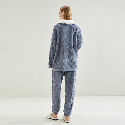 Jacquard Checkerboard Fleece Pajama Set - image 1