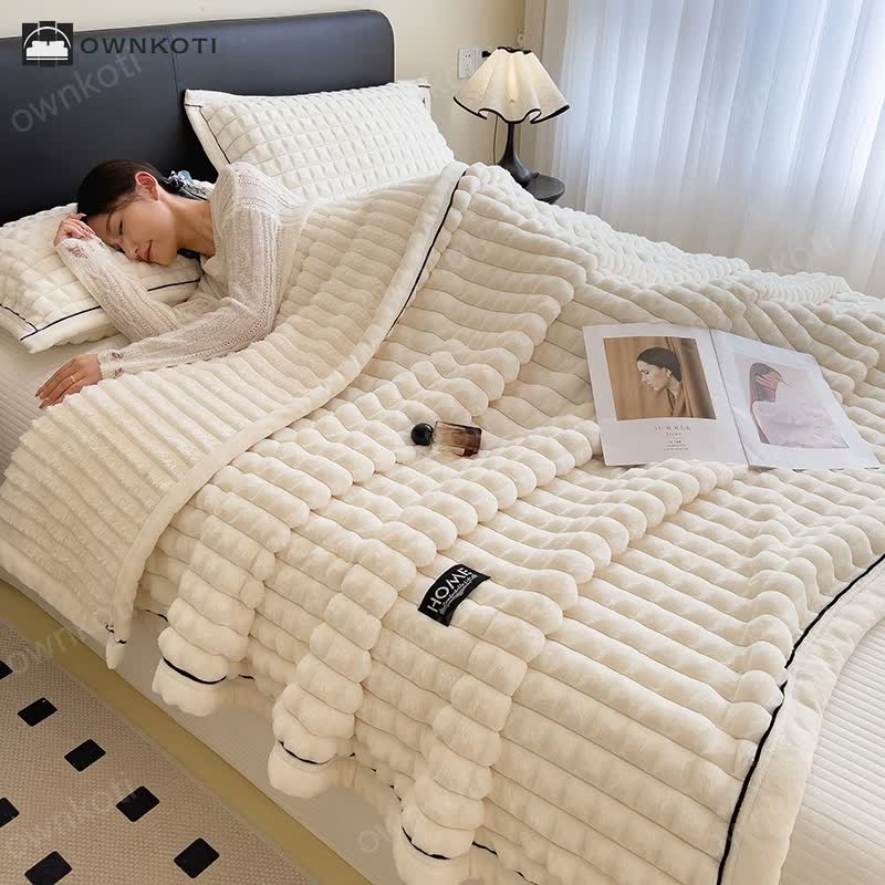 Plaid Texture Soft Fleece Throw Blanket