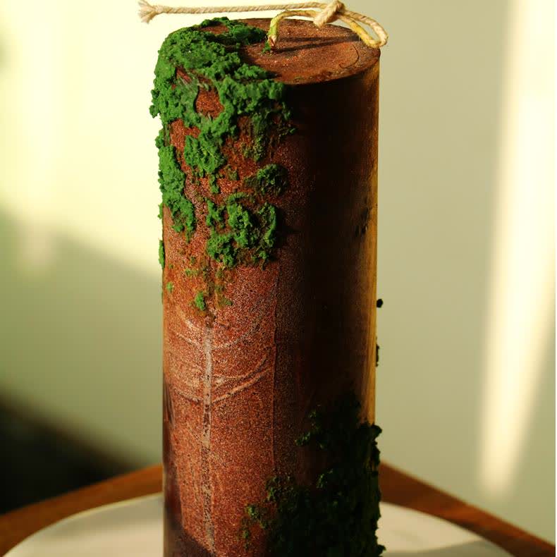 Green Hills & Moss Art Ornament Scented Candle - Woody - Cylinder: 2.76" x 7.87" - image 14