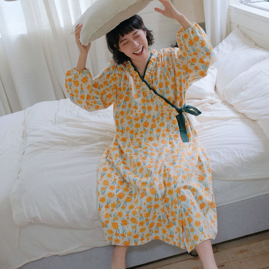 Brushed Pure Cotton Floral Nightgown