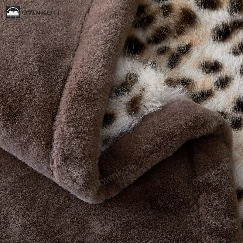 Snow Leopard Faux Fur Throw Blanket