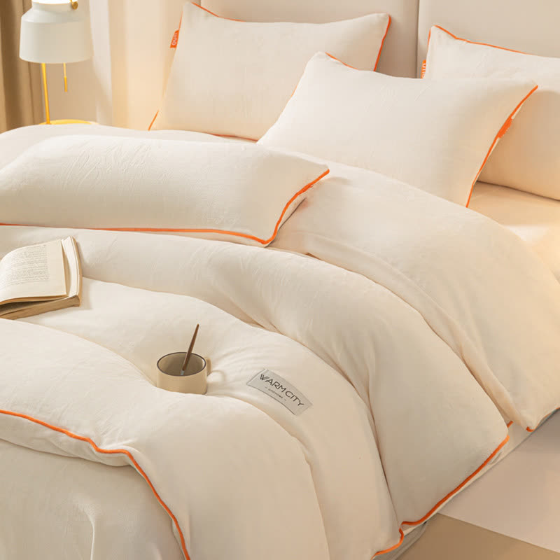 Solid Color Warm Duvet Cover Comforter Set - image 9