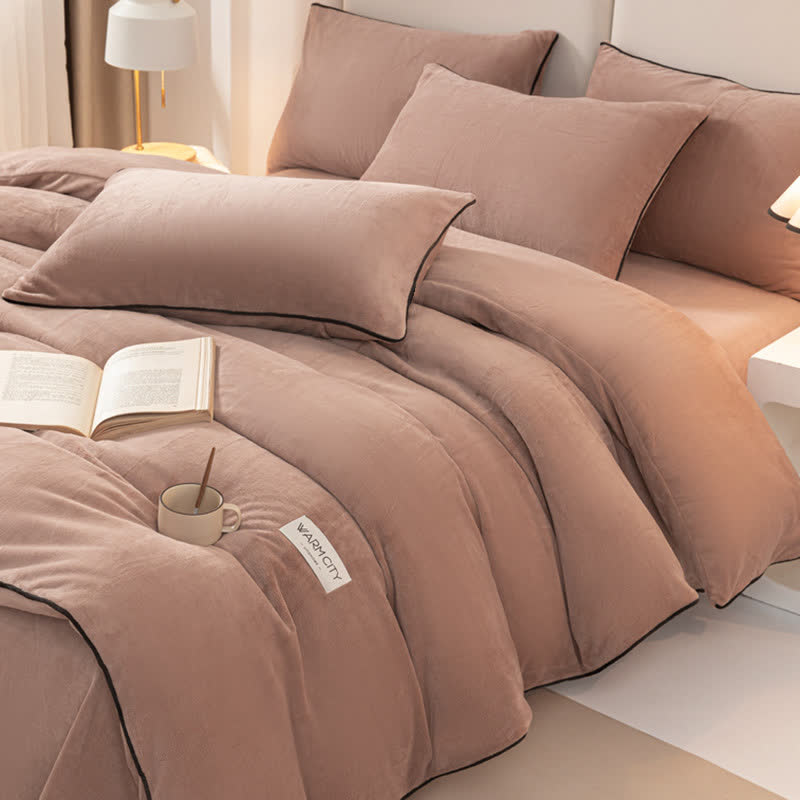 Solid Color Warm Duvet Cover Comforter Set - image 12