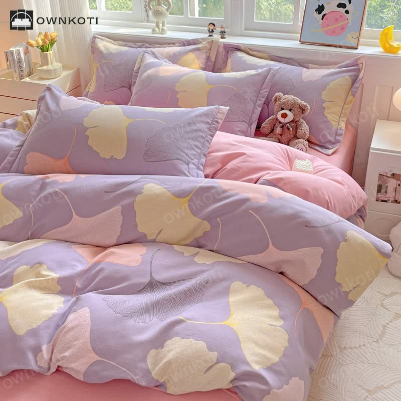 Ginkgo Leaf Warm Brushed Cotton Bedding Set(4PCS)