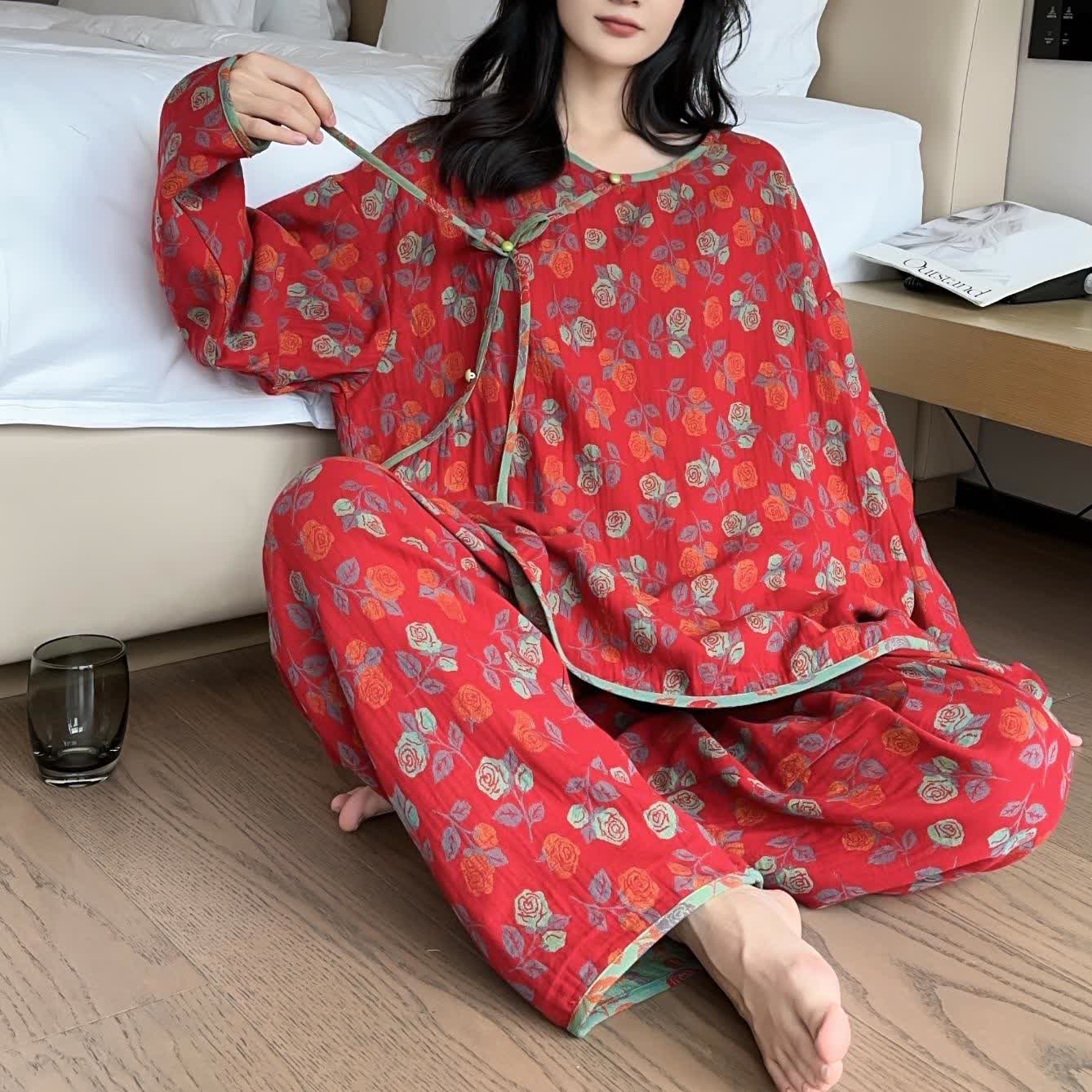 Plus Size Rose Cotton Soft Pajama Set - image 5