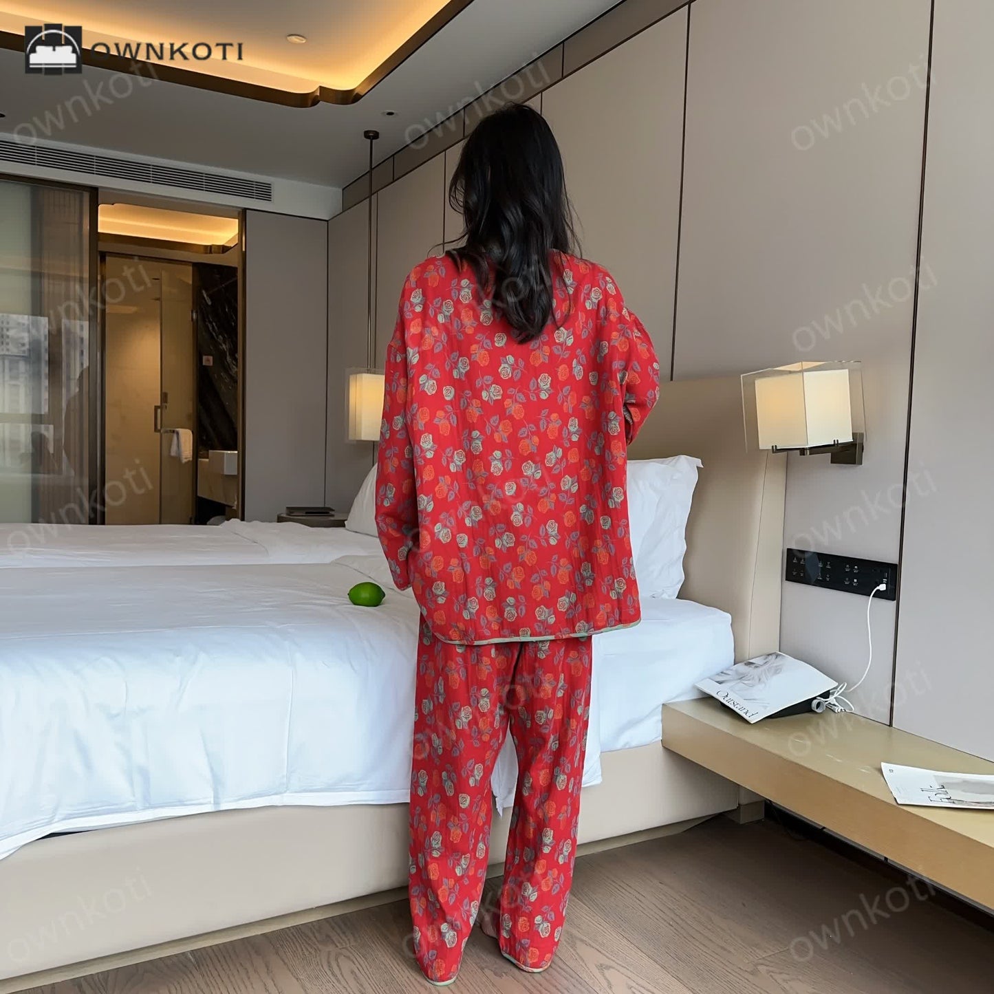 Plus Size Rose Cotton Soft Pajama Set