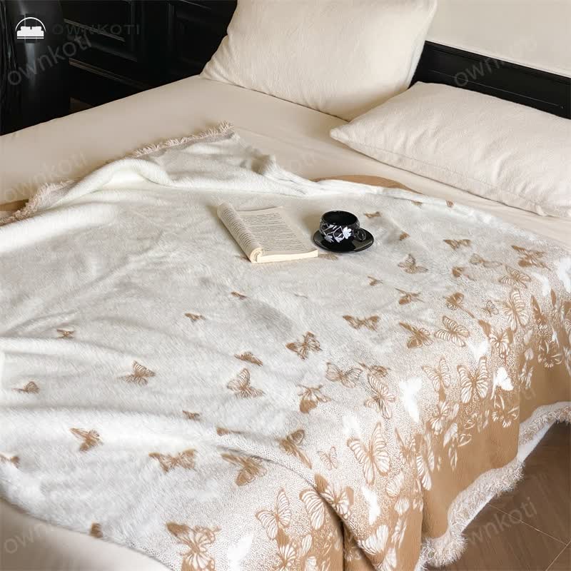 Faux Fur Butterfly Soft Throw Blanket