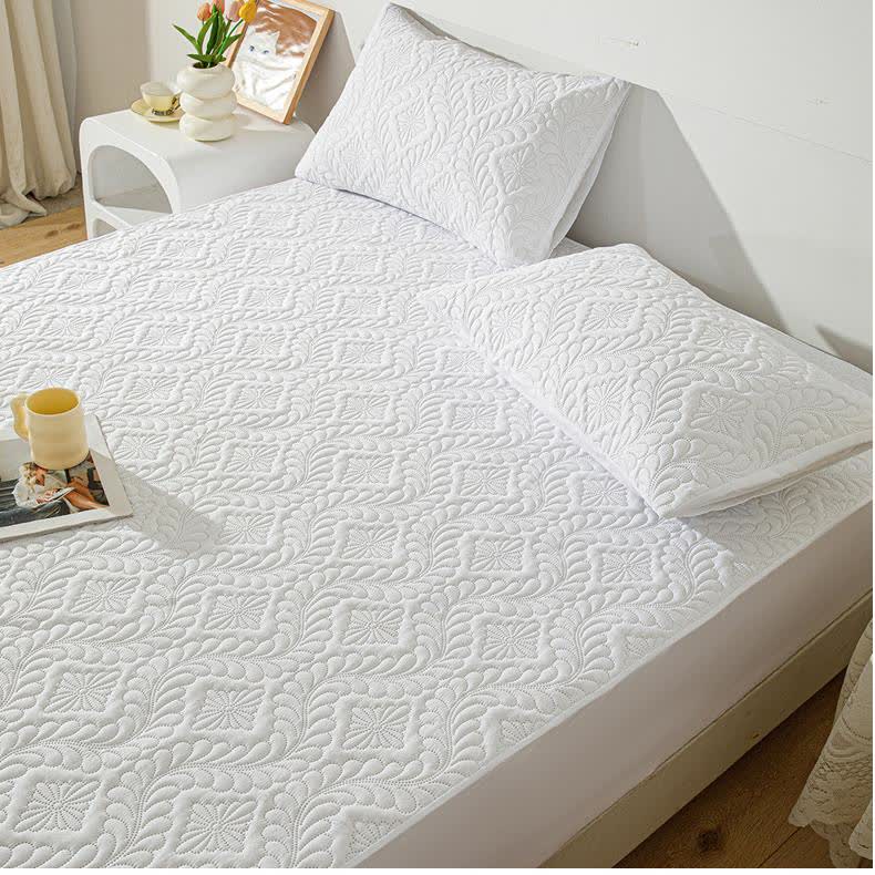 Waterproof Solid Color Quilted Fitted Sheet - image 7