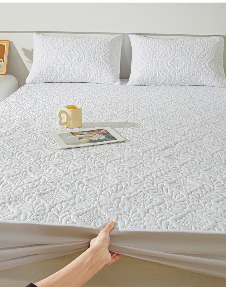 Waterproof Solid Color Quilted Fitted Sheet - image 6
